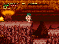 snes joe and mac volcano level